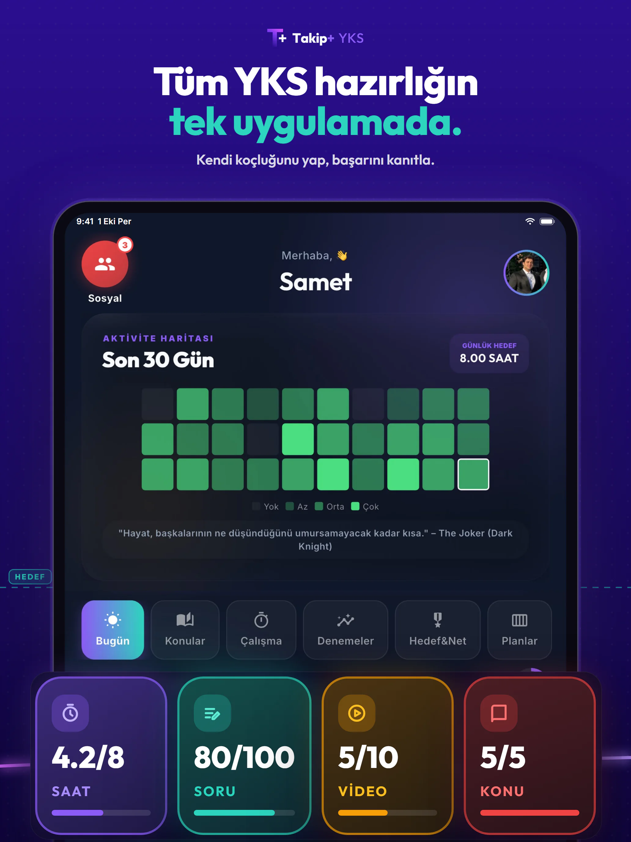 Takip+ YKS mağaza görseli, iPad: Tüm YKS hazırlığın tek uygulamada.