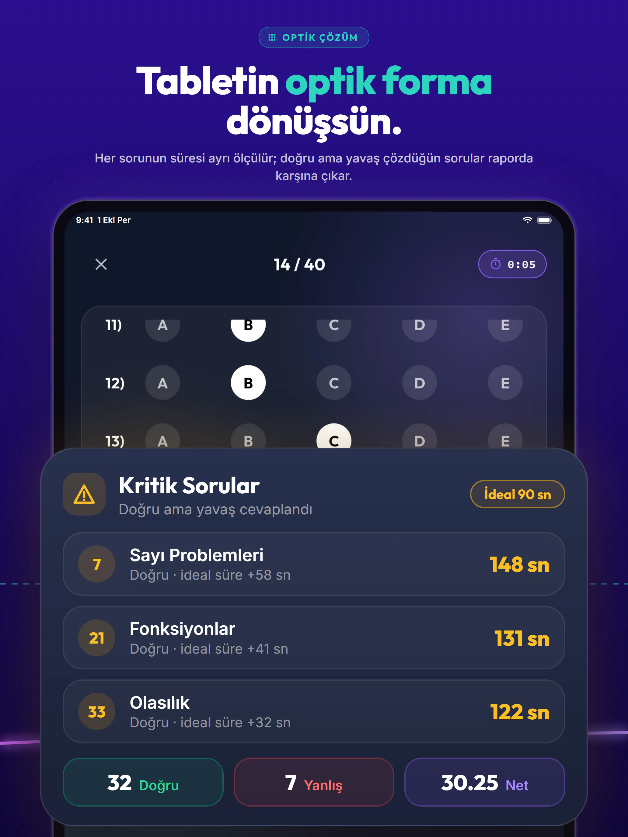Takip+ YKS mağaza görseli, iPad: Tabletin optik forma dönüşsün.
