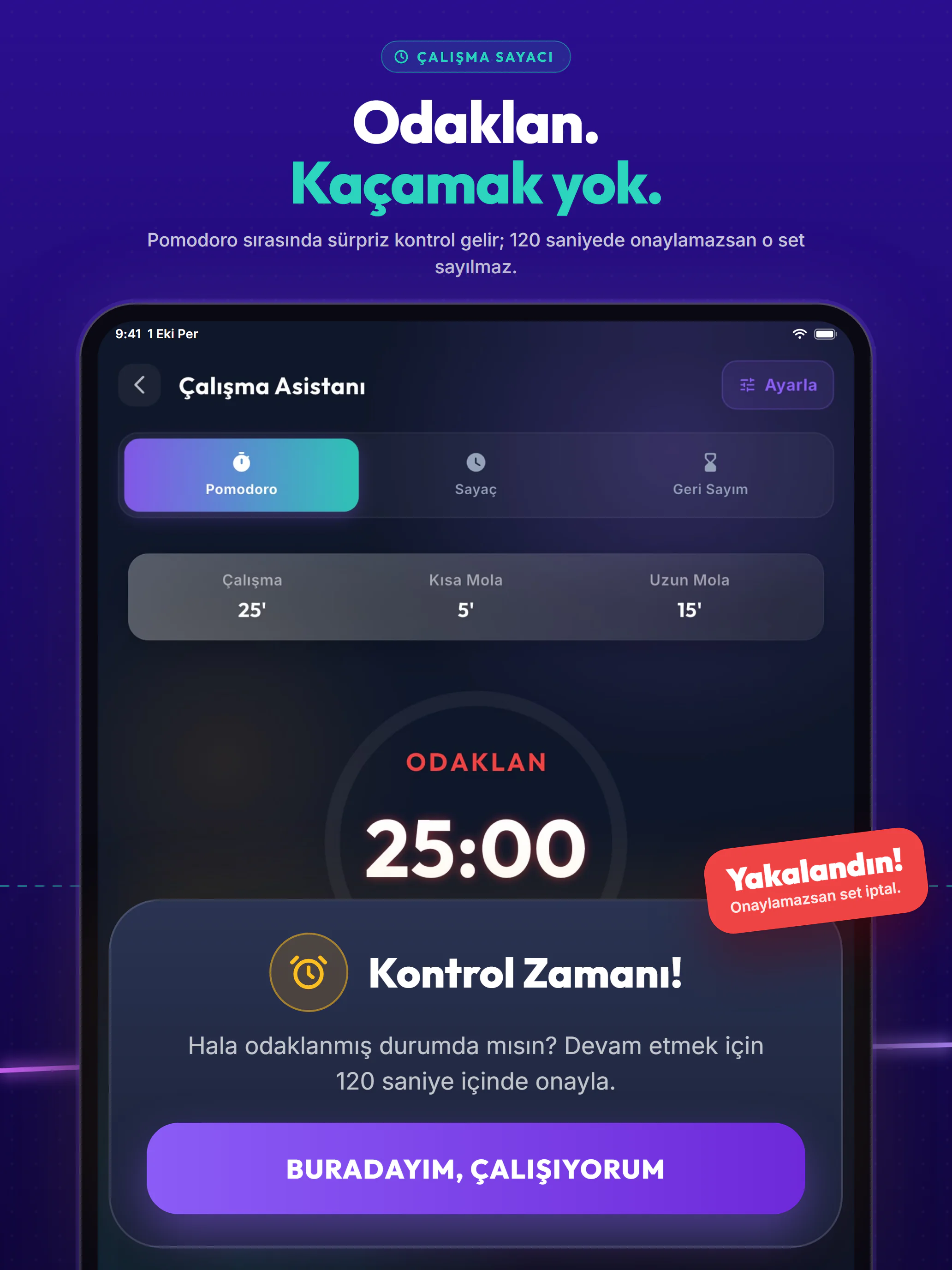Takip+ YKS mağaza görseli, iPad: Odaklan. Kaçamak yok.