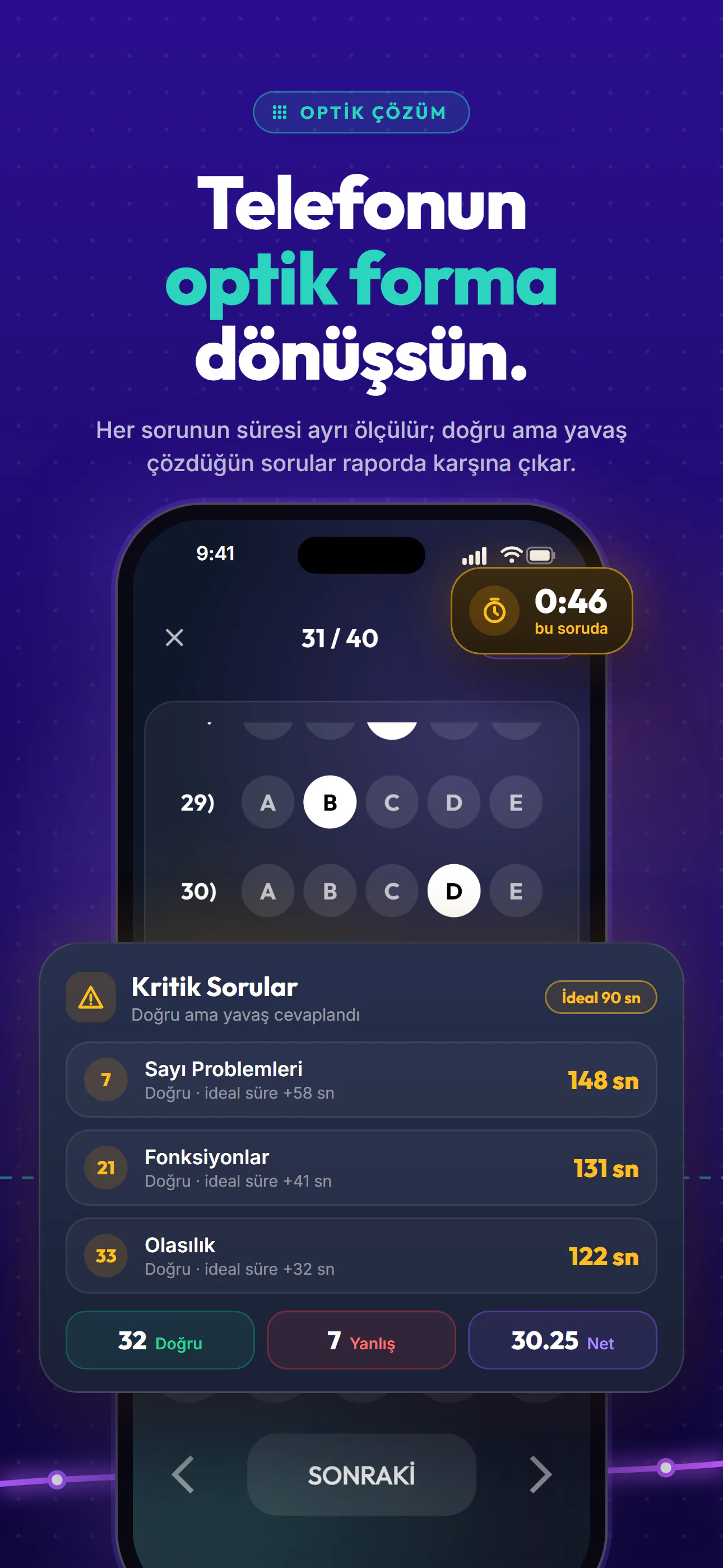 Takip+ YKS mağaza görseli, iPhone: Telefonun optik forma dönüşsün.