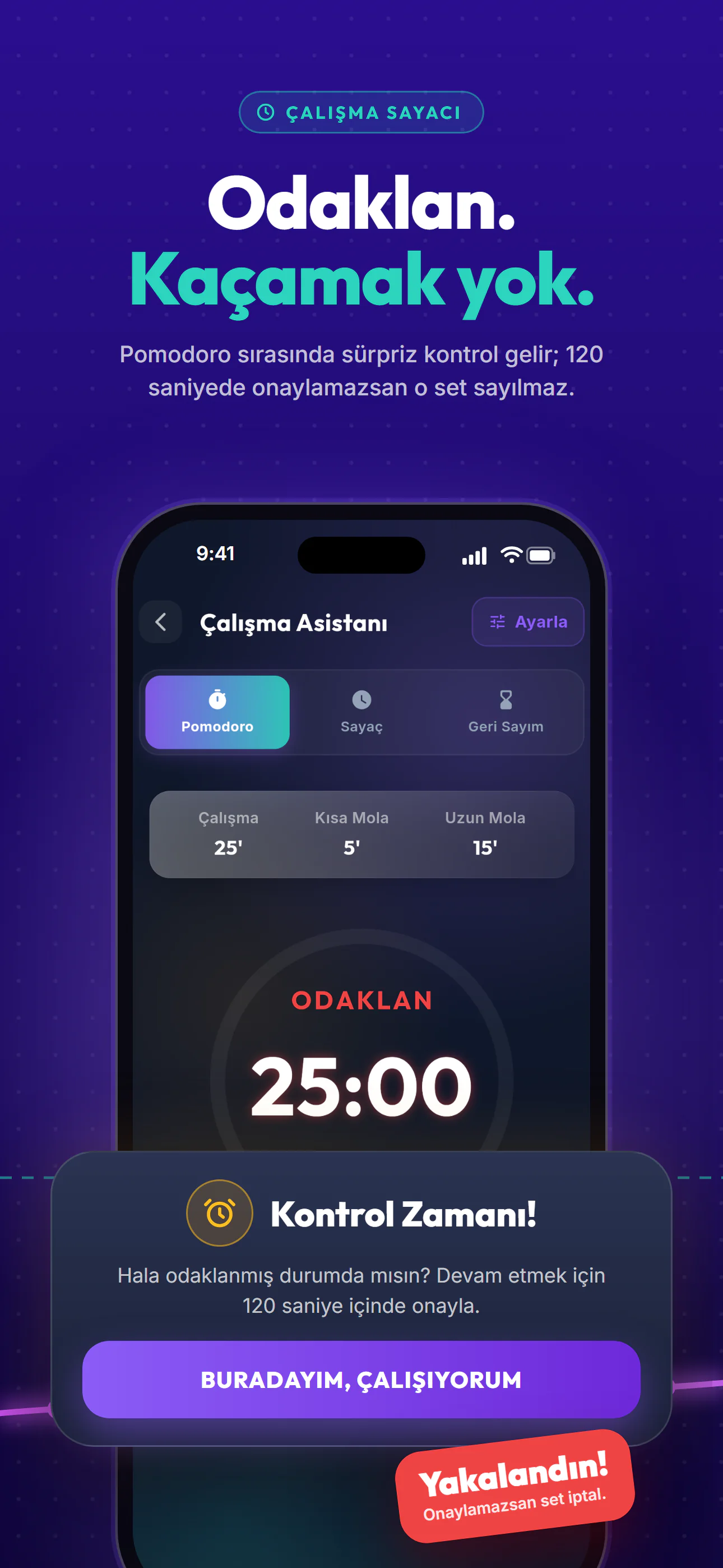 Takip+ YKS mağaza görseli, iPhone: Odaklan. Kaçamak yok.