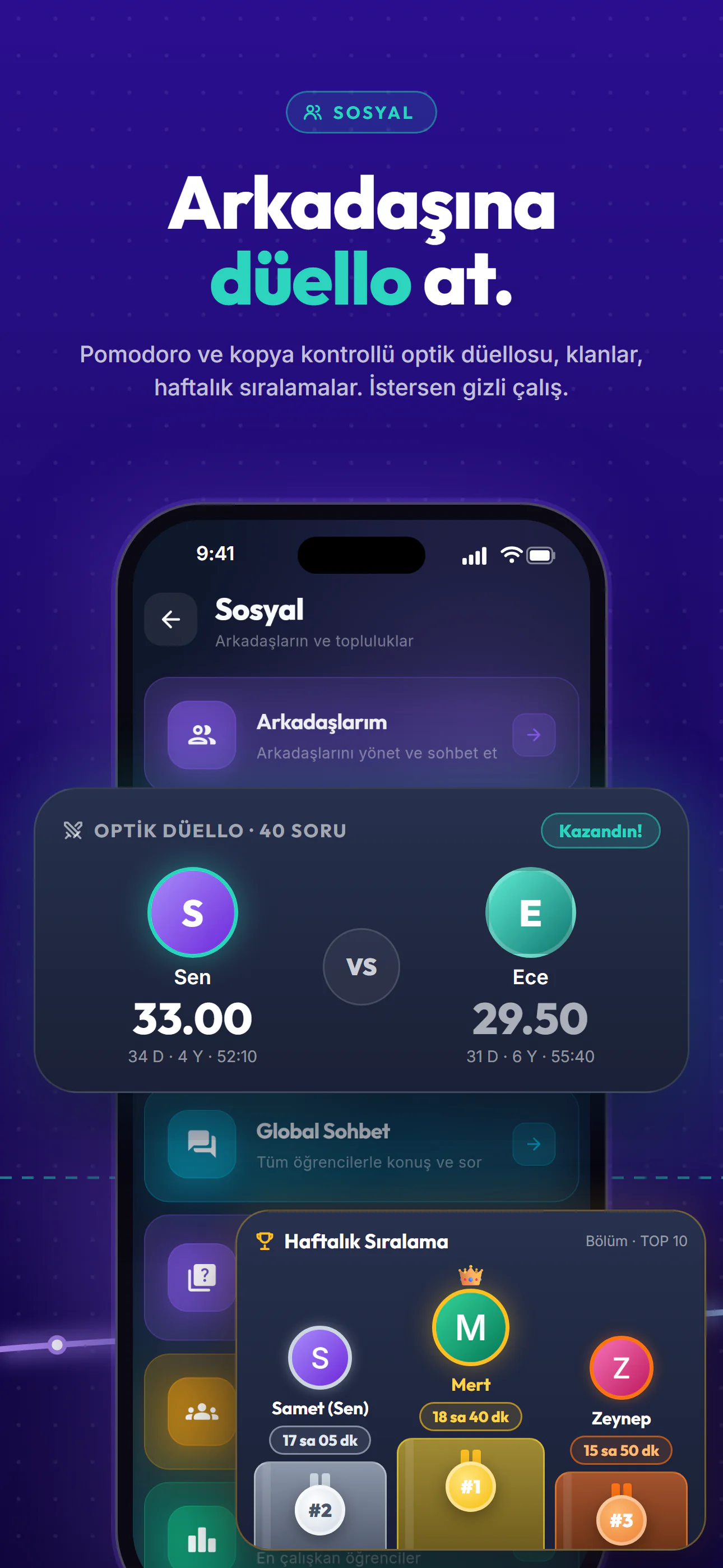 Takip+ YKS mağaza görseli, iPhone: Arkadaşına düello at.